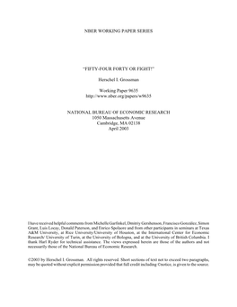 Nber Working Paper Series “Fifty-Four Forty Or Fight