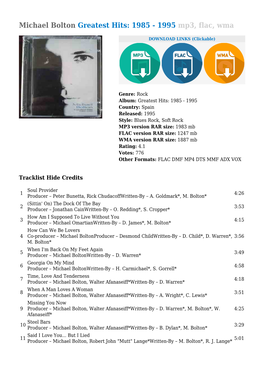 Michael Bolton Greatest Hits: 1985 - 1995 Mp3, Flac, Wma