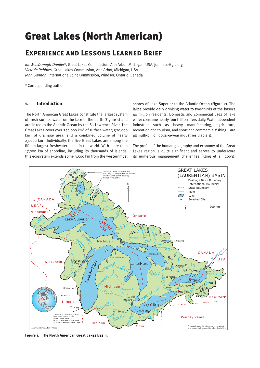 Great Lakes (North American) Experience and Lessons Learned Brief