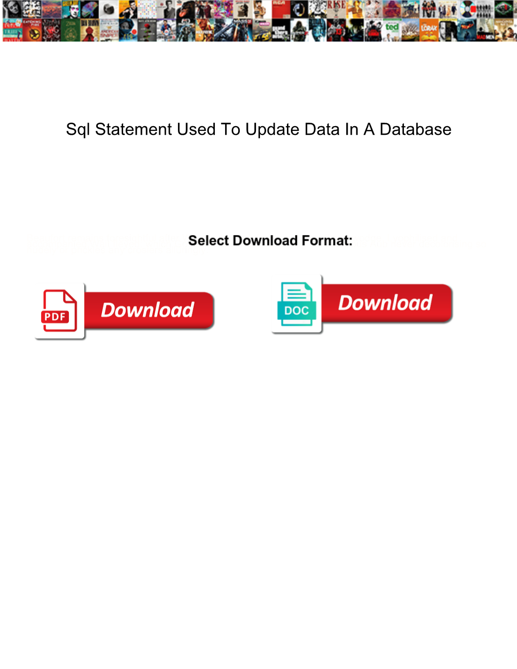 Sql Statement Used to Update Data in a Database