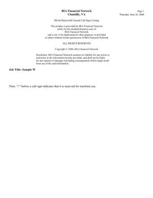BIA Financial Network Chantilly, VA Job Title: Sample W Note