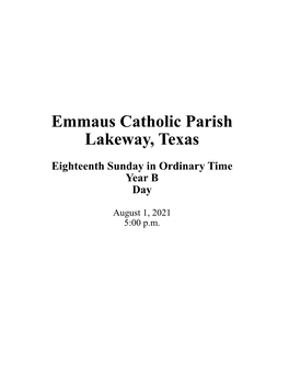 Emmaus Catholic Parish Lakeway, Texas