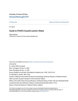Guide to PH055 Cassell Lantern Slides