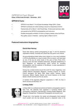 GPP2014 Fact Sheet Dubai, United Arab Emirates – December , 2013
