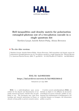 Bell Inequalities and Density Matrix for Polarization Entangled Photons Out