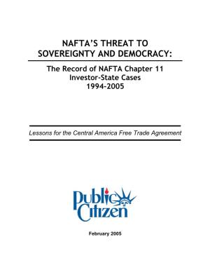 NAFTA Chapter 11 Investor-State Cases 1994-2005