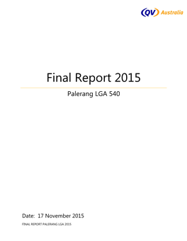 Palerang Final Report 2015