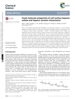 Small Molecule Antagonists of Cell-Surface Heparan Sulfate and Heparin–Protein Interactions† Cite This: Chem