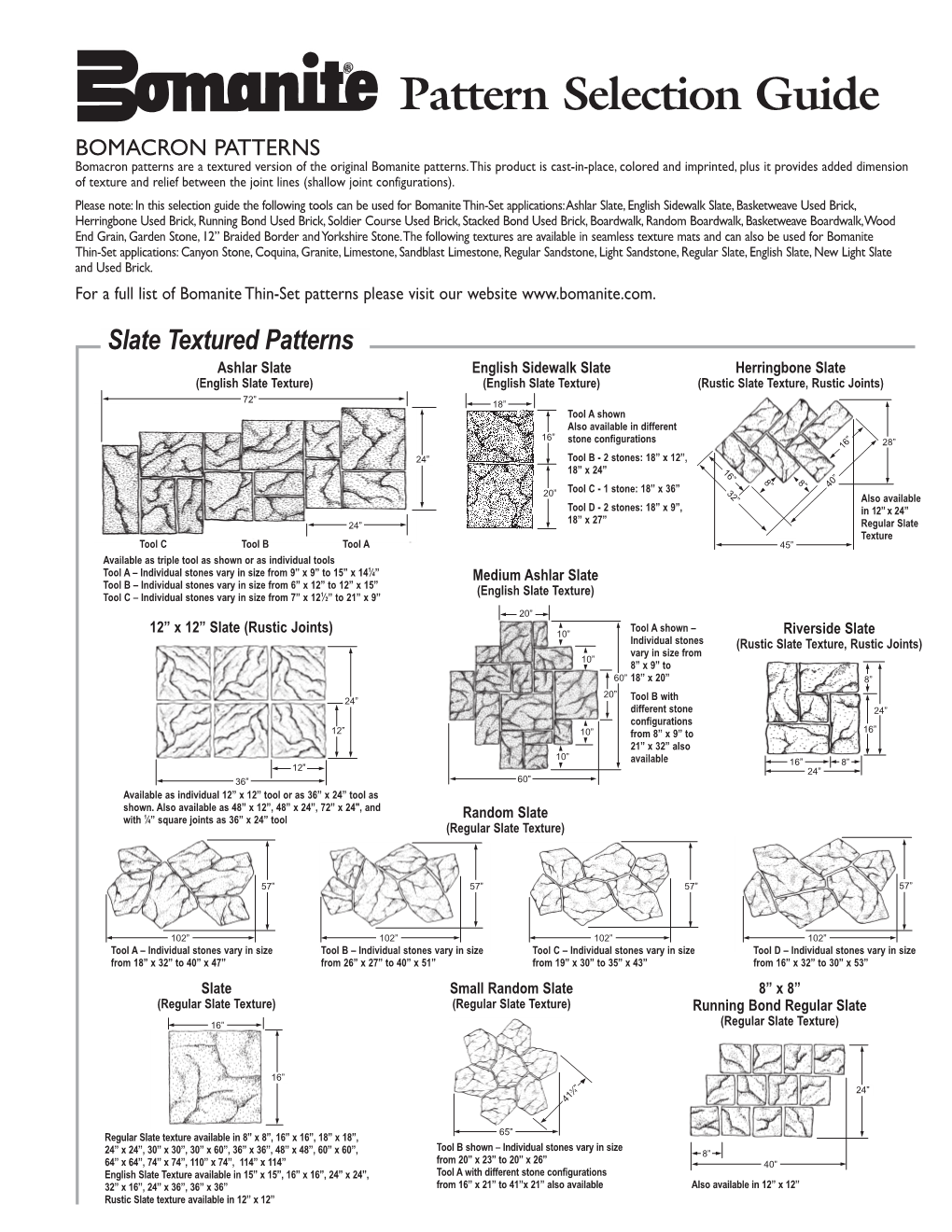 Pattern Selection Guide Bomacron Patterns Bomacron Patterns Are A ...