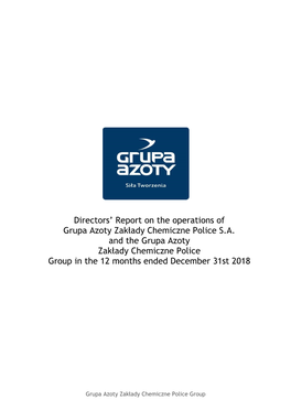 Directors' Report on the Operations of Grupa Azoty