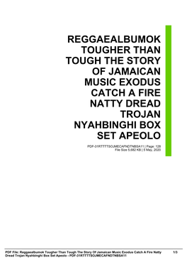 Reggaealbumok Tougher Than Tough the Story of Jamaican Music Exodus Catch a Fire Natty Dread Trojan Nyahbinghi Box Set Apeolo
