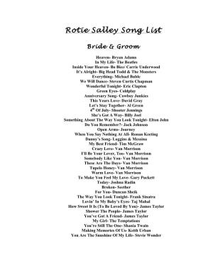 Rotie Salley Song List
