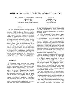 An Efficient Programmable 10 Gigabit Ethernet Network Interface Card