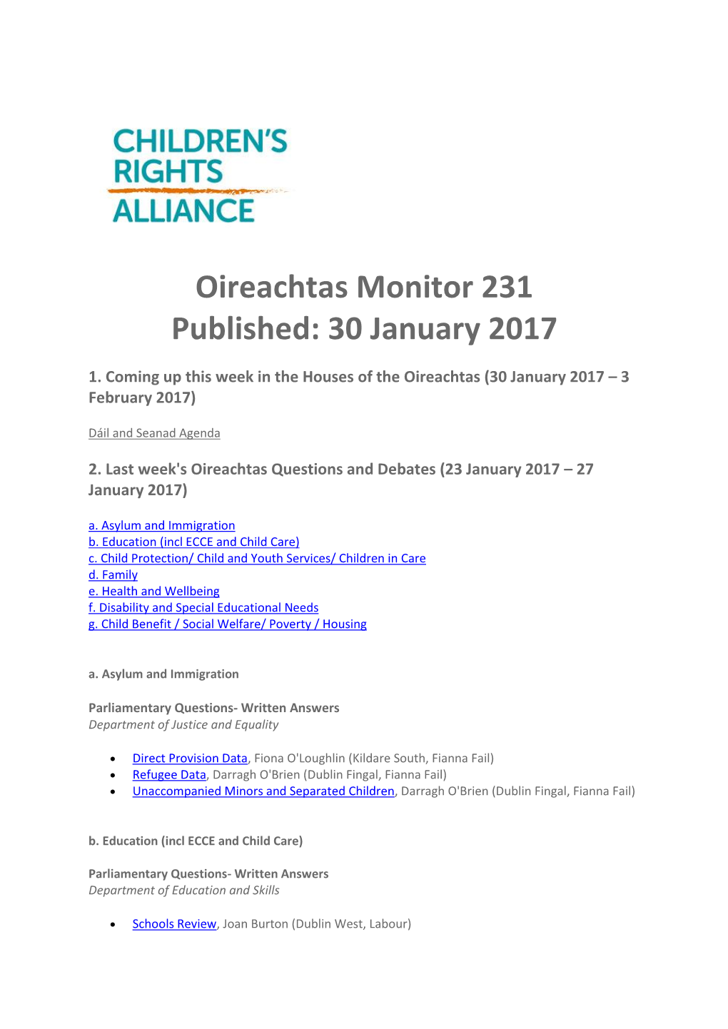 Oireachtas Monitor 231 Published