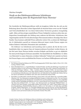 Musik an Den Habsburgerschlössern Schönbrunn Und Laxenburg Unter Der Regentschaft Maria Theresias 1