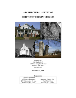 Architectural Survey of Botetourt County Table of Contents Hill Studio, P.C