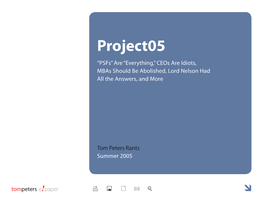 Project05 “Psfs” Are “Everything,” Ceos Are Idiots, Mbas Should Be Abolished, Lord Nelson Had All the Answers, and More