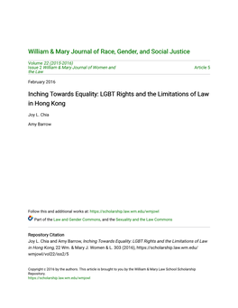 LGBT Rights and the Limitations of Law in Hong Kong