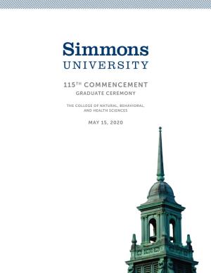 Simmons University Commencement Program for CNBHS