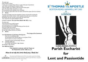 Parish Eucharist for Lent and Passiontide