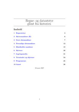 Regne- Og Datautstyr Glimt Fra Historien