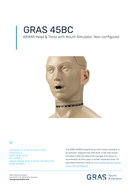 GRAS 45BC KEMAR Head & Torso with Mouth Simulator, Non-Configured