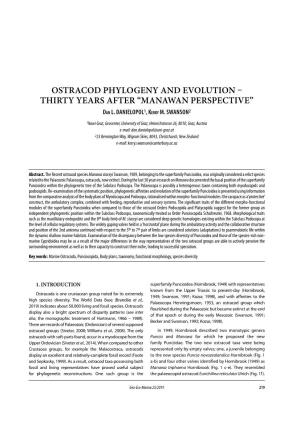 OSTRACOD PHYLOGENY and EVOLUTION – THIRTY YEARS AFTER “MANAWAN PERSPECTIVE” Dan L