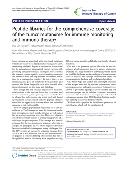 Peptide Libraries for the Comprehensive Coverage of The