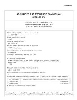 Securities and Exchange Commission Sec Form 17-C