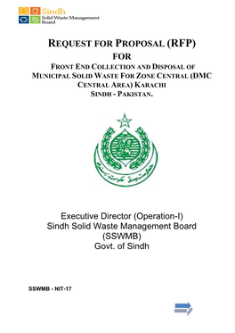 (Rfp) for Front End Collection and Disposal of Municipal Solid Waste for Zone Central (Dmc Central Area) Karachi Sindh - Pakistan
