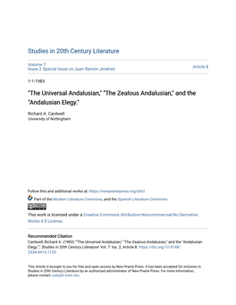 The Universal Andalusian," "The Zealous Andalusian," and the "Andalusian Elegy."