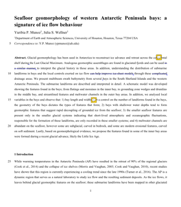 Seafloor Geomorphology of Western Antarctic Peninsula Bays: a Signature of Ice Flow Behaviour Yuribia P