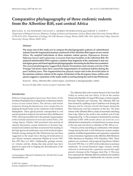 Comparative Phylogeography of Three Endemic Rodents from the Albertine Rift, East Central Africa