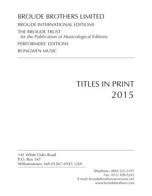 Titles in Print 2015