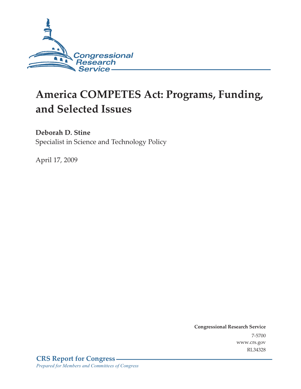 America COMPETES Act: Programs, Funding, and Selected Issues