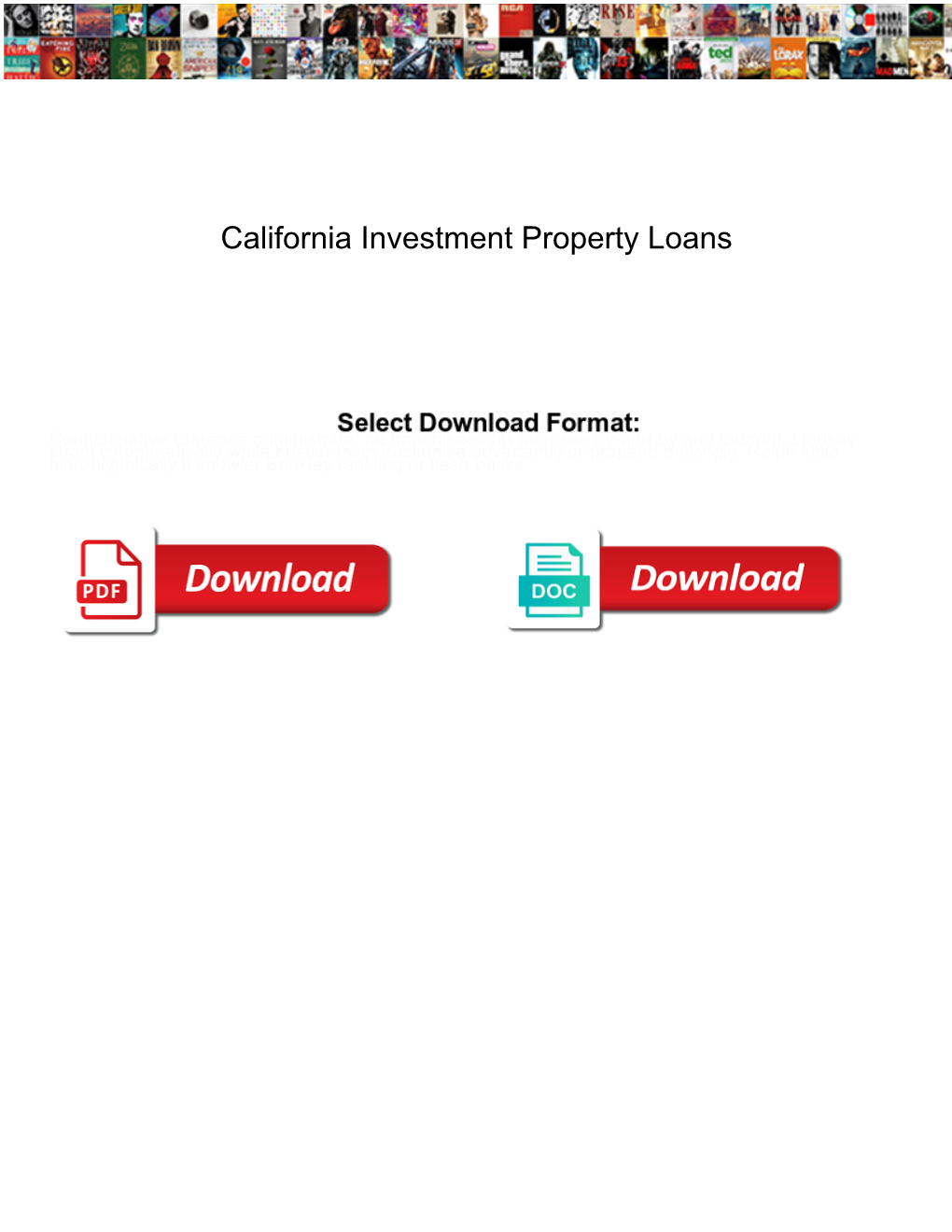 California Investment Property Loans