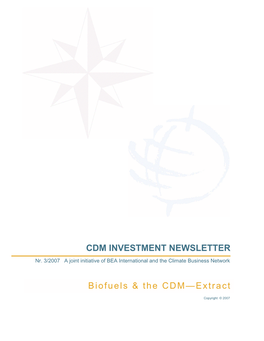 CDM INVESTMENT NEWSLETTER Biofuels & the CDM—Extract