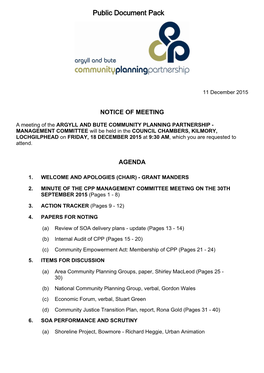 Management Committee, 18/12/2015 09:30