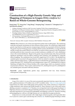 Construction of a High-Density Genetic Map and Mapping of Firmness in Grapes (Vitis Vinifera L.) Based on Whole-Genome Resequencing