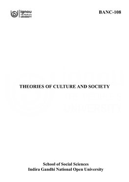 Theories of Culture and Society Banc-108