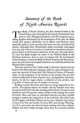 Summary of the "Bank of J\(Orth ^America Crsecords