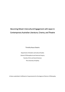 Intercultural Engagement with Japan in Contemporary Australian Literature, Cinema, and Theatre