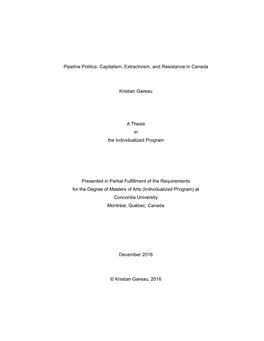 Pipeline Politics: Capitalism, Extractivism, and Resistance in Canada