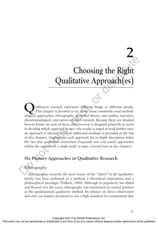 Choosing the Right Qualitative Approach(Es)