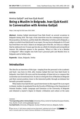 Being a Muslim in Belgrade. Ivan Ejub Kostić in Conversation with Armina Galijaš