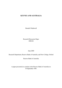 Keynes and Australia