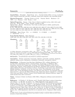 Semseyite Pb9sb8s21 C 2001-2005 Mineral Data Publishing, Version 1 Crystal Data: Monoclinic