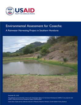 Environmental Assessment for Cosecha: a Rainwater Harvesting Project in Southern Honduras