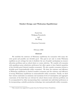 Market Design and Walrasian Equilibrium†