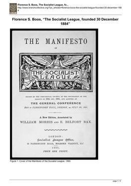 The Socialist League, Fo